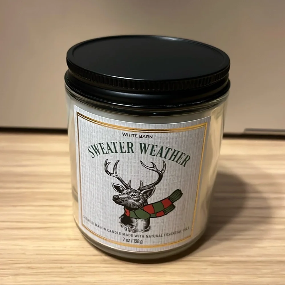 Bath & Body Works Single Wick Candle. Sweater Weather.